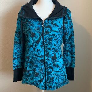 GAIAM Turquoise & Black Zip Up Hoodie